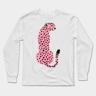 Pink Leopard | African Cheetah | Tropical Pop Art Long Sleeve T-Shirt